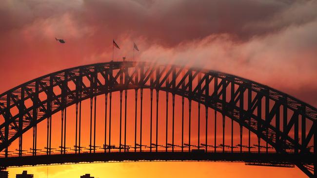 Cloud clearing above the Harbour Bridge. Picture: Rohan Kelly