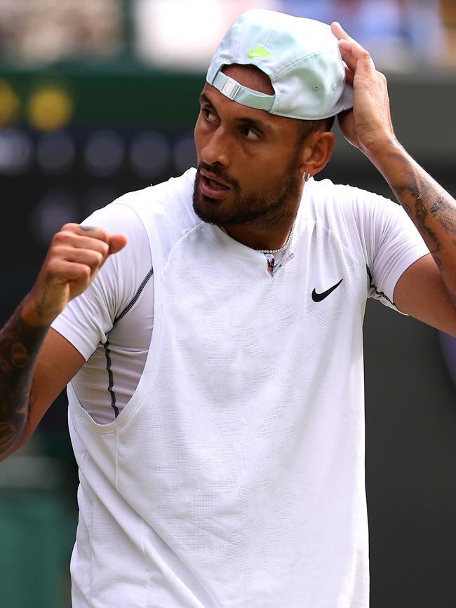 Nick Kyrgios will take on Djokovic in the Wimbledon final. Picture: Ryan Pierse/Getty Images