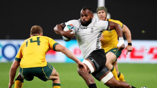 Yato takes on Reece Hodge during their opening fixtures of the Rugby World Cup. Picture; Getty