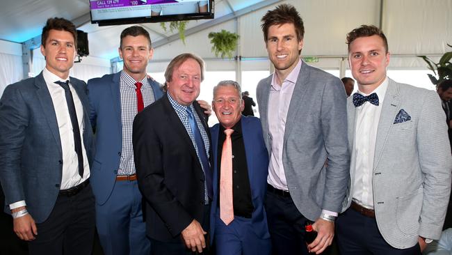 Geelong Cup colour Andrew Mackey, Cam Mooney, Kevin Sheedy, Greg Hall, Tom Lonergan and Mitch Duncan picture: Glenn Ferguson