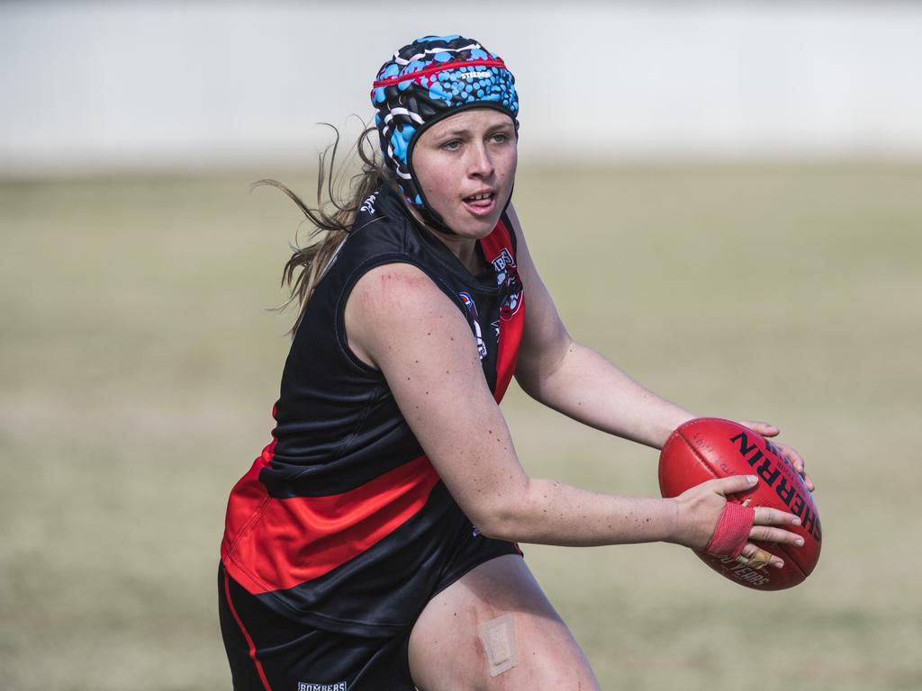 Brianna Pogany for South Toowoomba against University in AFL Darling Downs senior women's round 9 at Heritage Oval, Saturday, June 19, 2021. Picture: Kevin Farmer