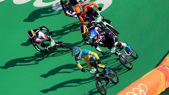 Anthony Dean in action during the semi-finals on Finals day of the Rio Olympics 2016 BMX event at the Olympic BMX Centre. Pics Adam Head