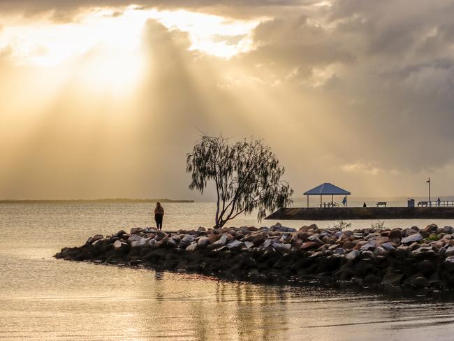 Sunrise off Wynnum, east of Brisbane. Picture: Neale Maynard