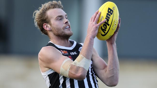 Jack Watts marks during Port Adelaide’s SANFL match. Picture: Sarah Reed