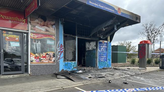 The Thomson store has gone up in flames twice in three days. Picture: Satria Dyer-Darmawan