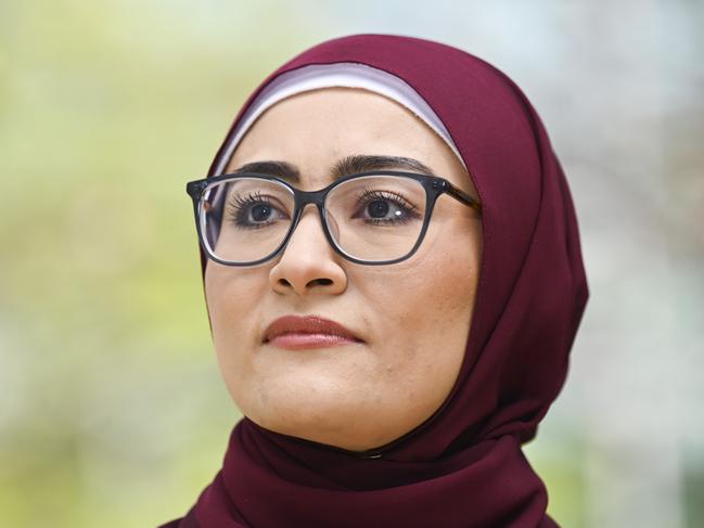 CANBERRA, Australia - NewsWire Photos - October 9, 2024: Senator Fatima Payman holds a press conference at Parliament House in Canberra. Picture: NewsWire / Martin Ollman