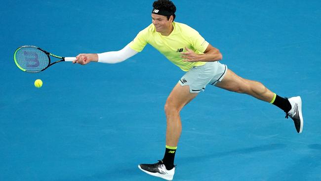 Milos Raonic is still recovering from an achilles injury and won’t play in the 2022 Australian Open. Picture: AAP