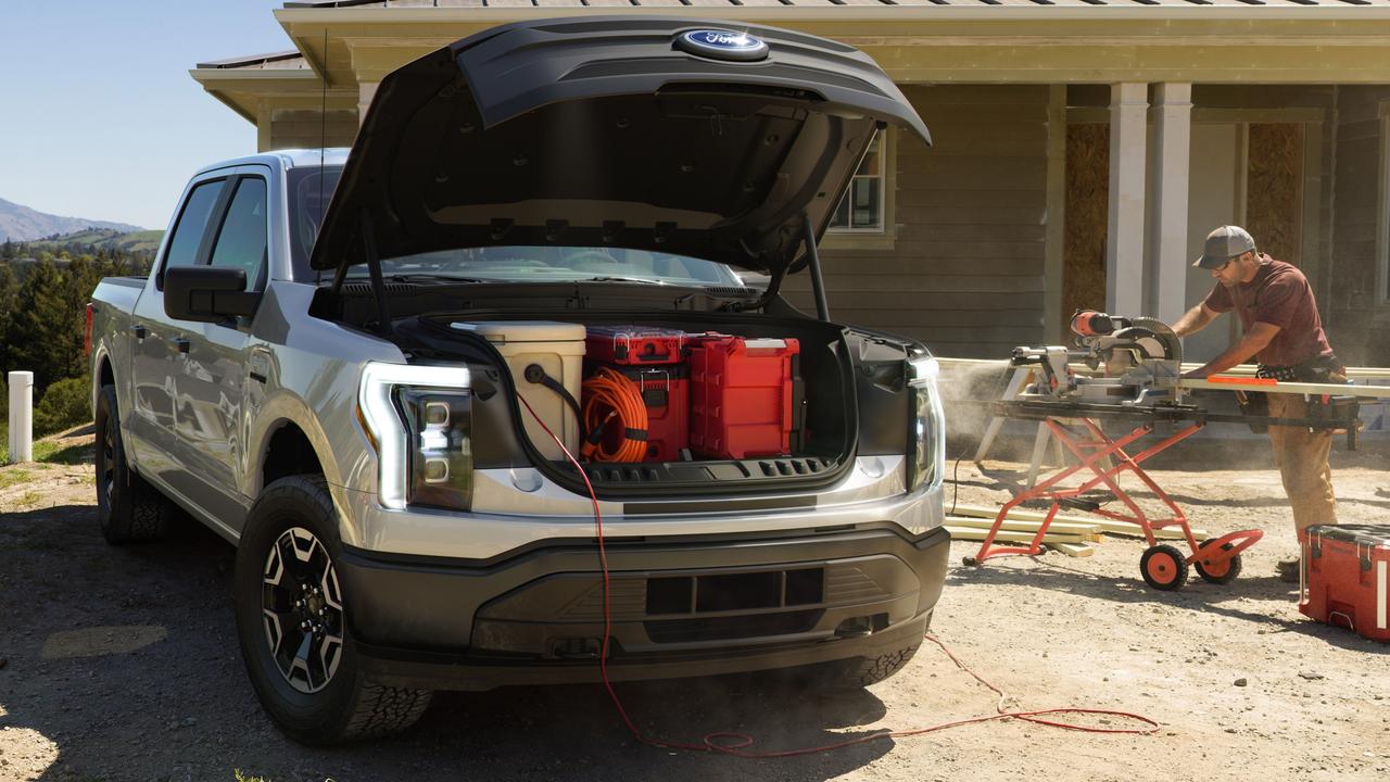 Ford’s Lightning offers impressive storage, and the ability to serve as a giant battery or generator for power tools on worksites.