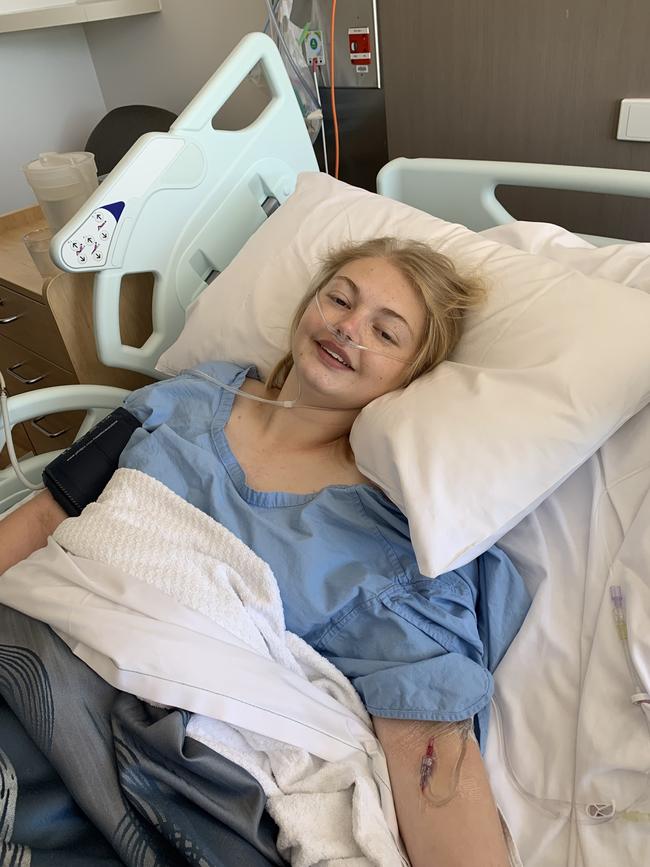 Jessica Harper after her first surgery in February 2023. Picture: Supplied by family