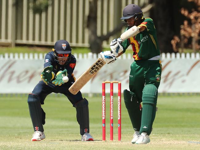 Rishab Luthra in full flight for the Ghosts at Raby Oval last summer. Photo by Jeremy Ng / Daily Telegraph NewsLocal