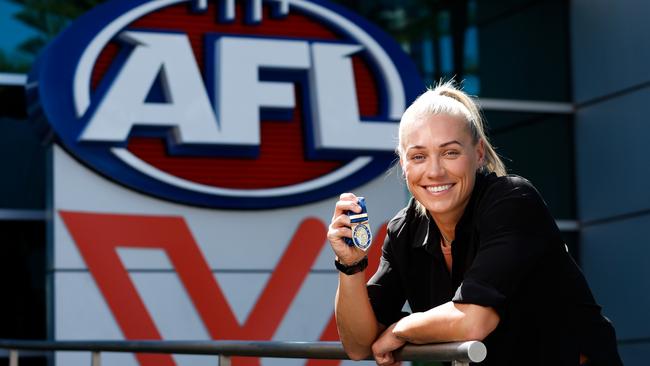 Phillips was unveiled as the best-on-ground medal presenter at the AFLW finals launch in Melbourne on Wednesday. Picture: Dylan Burns / Getty Images