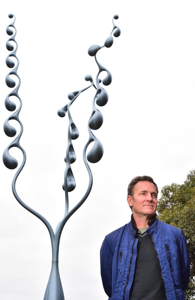 Pictured is New Zealander Phil Price at McClelland Sculpture Park in Langwarrin, who is the artist who created Crysalid that won the people's choice award in the biannual sculpture award. Picture: Derrick den Hollander