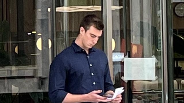 Jake Sullivan leaves the ACT Law Courts on October 5. Sullivan is charged with four counts of sexual intercourse without consent, an act of indecency without consent and assault occasioning actual bodily harm. Picture: Julia Kanapathippillai