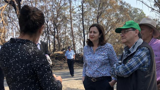 Premier Annastacia Palaszczuk inspects the devastating fires in the Gold Coast Hinterland. Picture: Andrew Potts