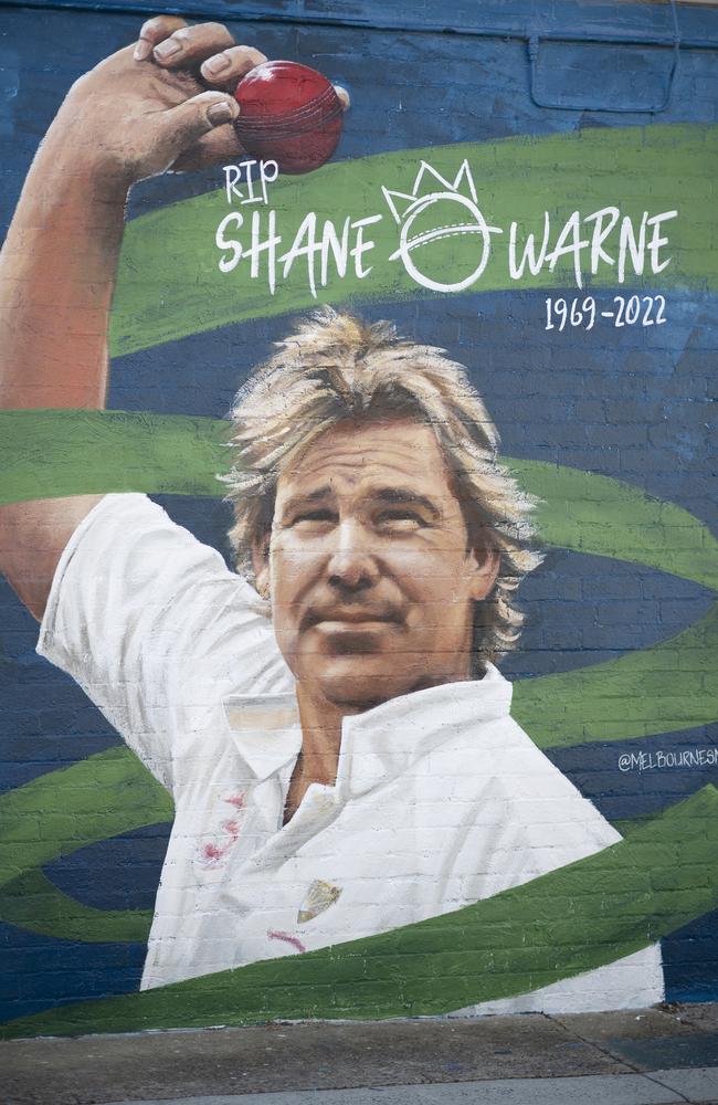 Shane Warne mural in Black Rock, Melbourne. Picture: @MelbournesMurals