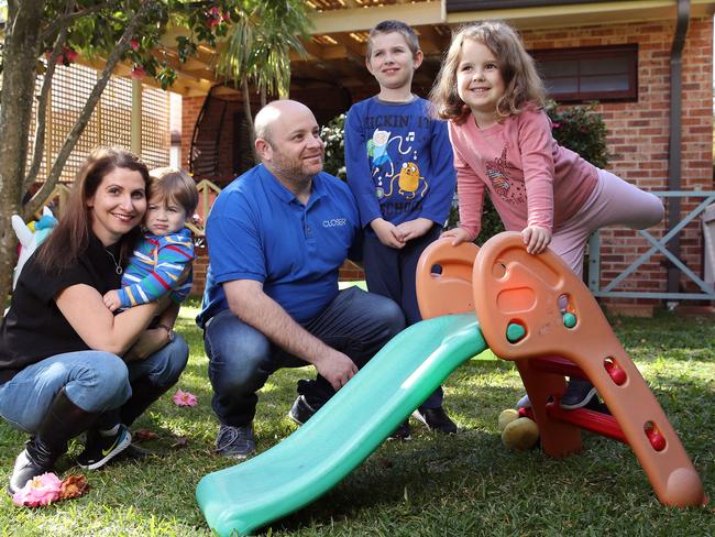 Jacquie and David Wolf from Kingsford pictured with their children Eitan, Tahlia, 4, and Noah, 1. Picture: David Swift