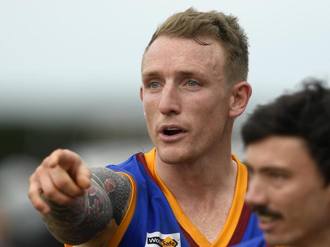 Tyabb coach Aaron Pacey during the MPNFL Div 2: Tyabb v Devon Meadows match in Tyabb, Saturday, July 27, 2019. Picture: Andy Brownbill