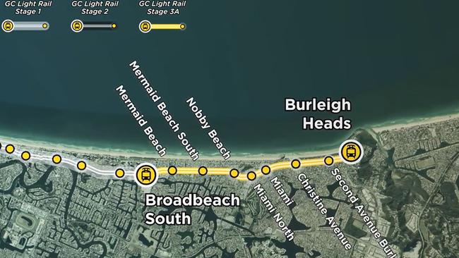 Gold Coast Light Rail Stage 3A’s route.