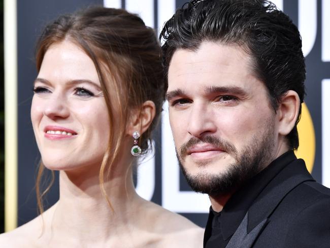 FILE - SEPTEMBER 26: Rose Leslie and husband Kit Harington are expecting their first child. BEVERLY HILLS, CALIFORNIA - JANUARY 05: (L-R) Rose Leslie and Kit Harington attend the 77th Annual Golden Globe Awards at The Beverly Hilton Hotel on January 05, 2020 in Beverly Hills, California. (Photo by Frazer Harrison/Getty Images)