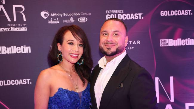 Michelle Daniels and Branko Pesev at Gold Coast Bulletin Women of the Year Awards Presented by Harvey Norman 2024. Picture, Portia Large.