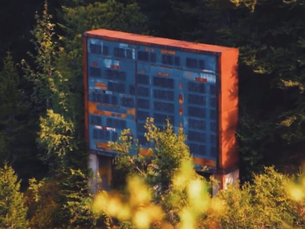 The scoreboard used during the Ski Jump event.