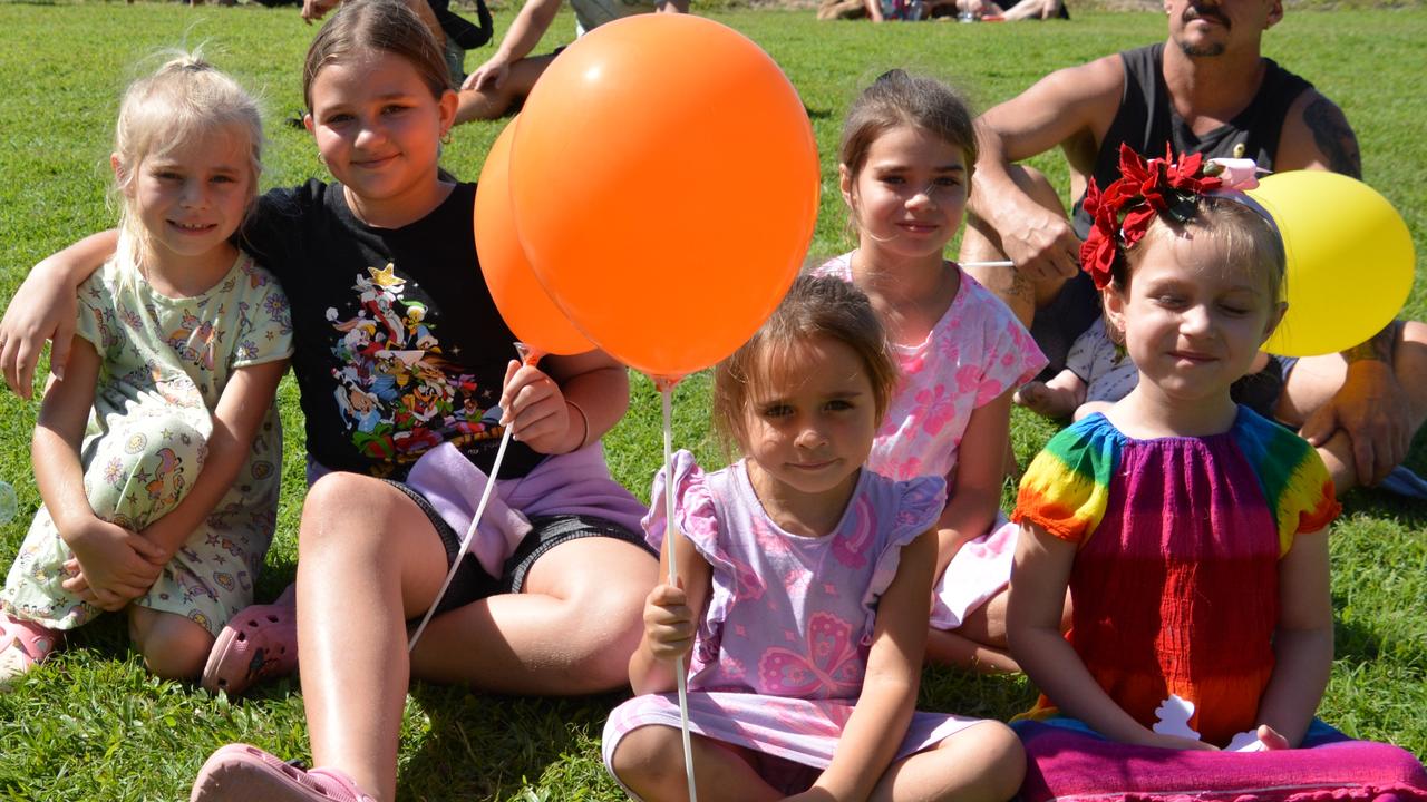 Jodie Roe, Kathleen Jones, Skylah Mikkelsen, Marli Rose, Evie Rose and Iva Rose made the most of perfect weather at the Festival of the Knob at Yorkeys Knob on Saturday. Picture: Bronwyn Farr