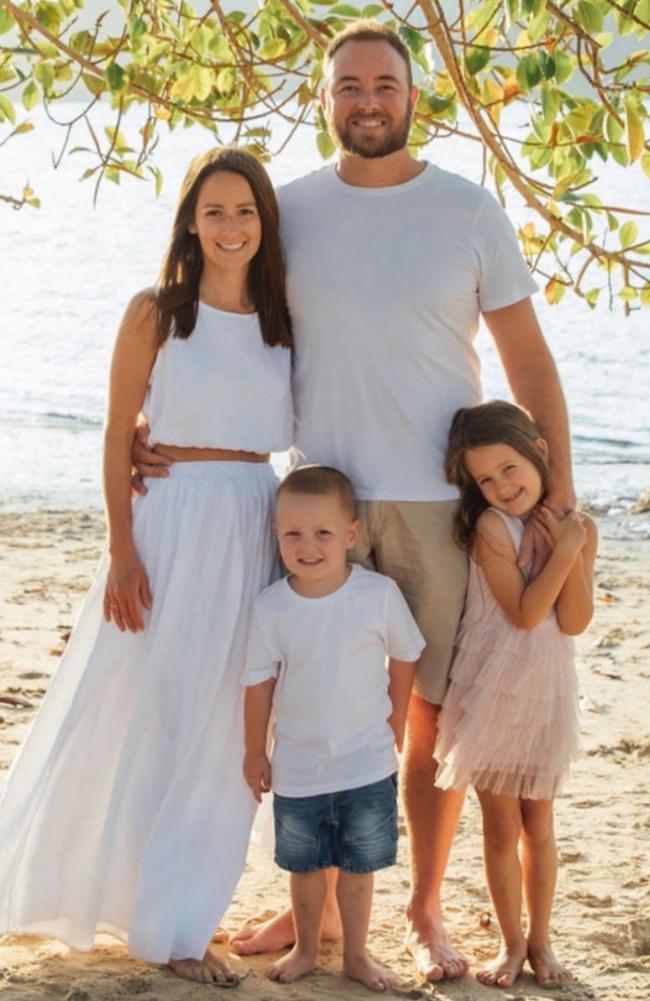 Emma Gorrick, 35, of Cromer, was diagnosed with re-occurring breast cancer in 2020 and as given just months to live. Pictured with husband Dave and children Mya, 5, and Ryan, 3. Credit: Courtney Gold Photography