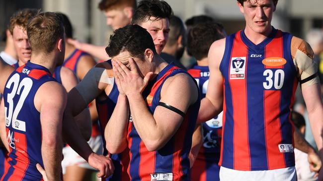 Port Melbourne heartbreak after losing last year’s preliminary final. Picture: AAP