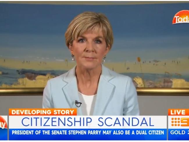 Acting Prime Minister Julie Bishop on The Today Show.