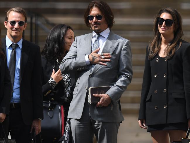 Johnny Depp’s lawyer Adam Waldman (on left). Picture: AFP