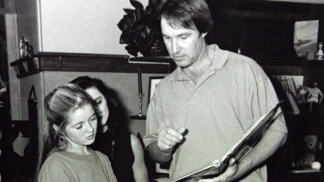 Robert Hughes pictured on the set of Hey Dad with Sarah Monahan, who would later accuse him of sexual assault. Picture: Channel Seven