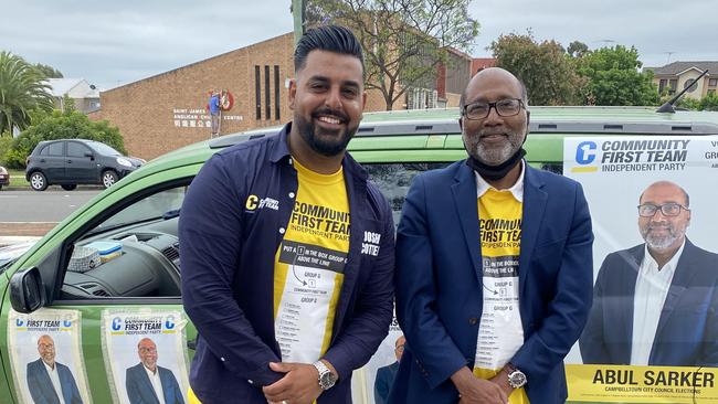 Campbelltown council candidate Josh Cotter, pictured with fellow candidate Abul Sarker, is aiming to bring a fresh young voice to the council.