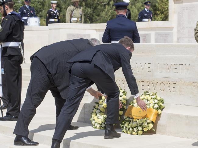 The Minister for Veterans' Affairs Dan Tehan laid a wreath. Picture: Ella Pellegrini