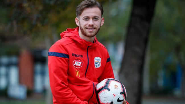 Teenage attacker Lachlan Brook has been promoted to Adelaide United’s squad for the visit of Newcastle Jets. Picture: Matt Turner