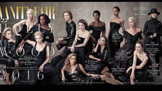 Keaton, far right, rocking her own style on the fringes. Picture: Annie Leibovitz for Vanity Fair