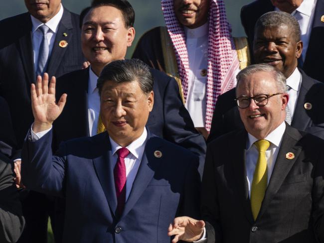 China's President Xi Jinping and Australia's Prime Minister Anthony Albanese at the G20 Summit in Rio de Janeiro. Picture: Eric Lee/The New York Times via AP, Pool