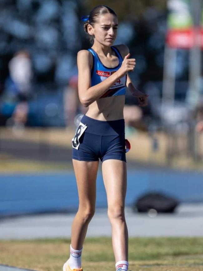 Southern Downs' little athlete Bethany Moore-Kirkland in action at the 2024 Little Athletics State Championship in Brisbane. Photo: Supplied