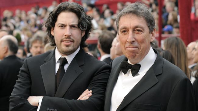 Filmmaker Jason Reitman with his father Ivan Reitman in 2008. (AP Photo/Kevork Djansezian)