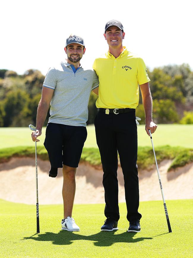 Juan Postigo with Australian golfer Anthony Quayle. Picture: Brett Costello