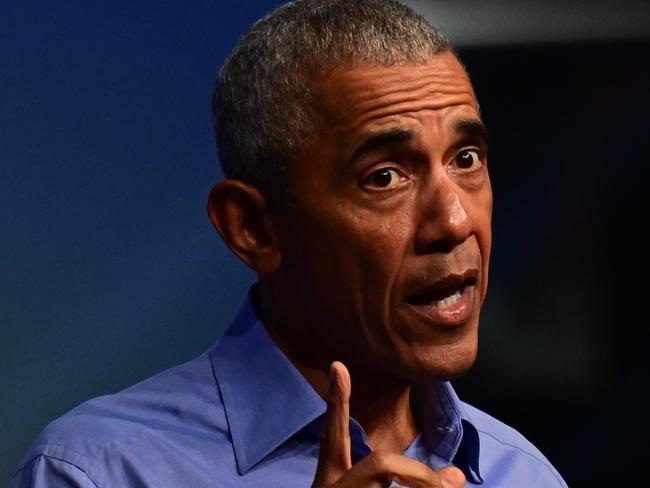 PHILADELPHIA, PA - NOVEMBER 05: Former President Barack Obama speaks during a rally with President Joe Biden, Democratic candidate for U.S. Senator John Fetterman, and Democratic candidate for Governor Josh Shapiro at the Liacouras Center on November 5, 2022 in Philadelphia, Pennsylvania. Fetterman will face Republican nominee Dr. Mehmet Oz as Shapiro faces Republican Doug Mastriano on November 8 in the midterm general election.   Mark Makela/Getty Images/AFP