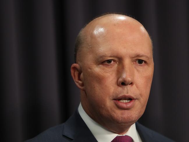 Minister for Home Affairs Peter Dutton announcing the Next AFP Commissioner will be Reece Kershaw, who is Currently Commissioner of Police for Northern Territory at a press conference, at Parliament House in Canberra. Picture Kym Smith