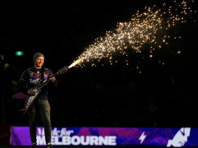 Guitarist Joel Wheeler performing AC/DC's Thunderstruck live at Melbourne Storm home games at AAMI Park. Picture: supplied