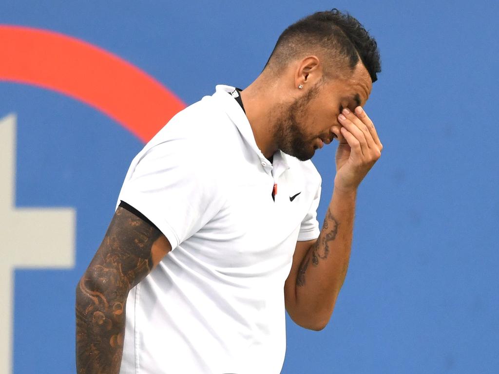 Kyrgios made a heartbreaking admission in his post-match press conference. Picture: Mitchell Layton/Getty Images/AFP