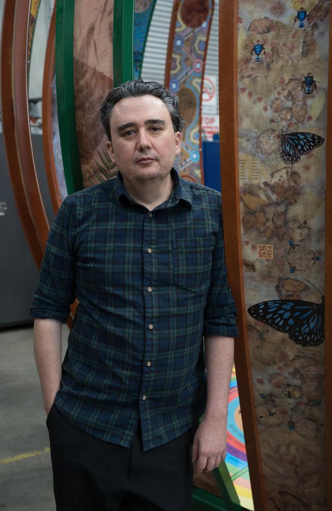 Artist Ben Beeton beside the Genestreaming Journey. September 5, 2024. Picture: Christine Schindler