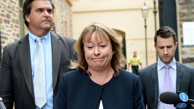 Sandi McDonald outside court when she was prosecuting the Dieter Pfennig trial in 2016. Picture: Greg Higgs