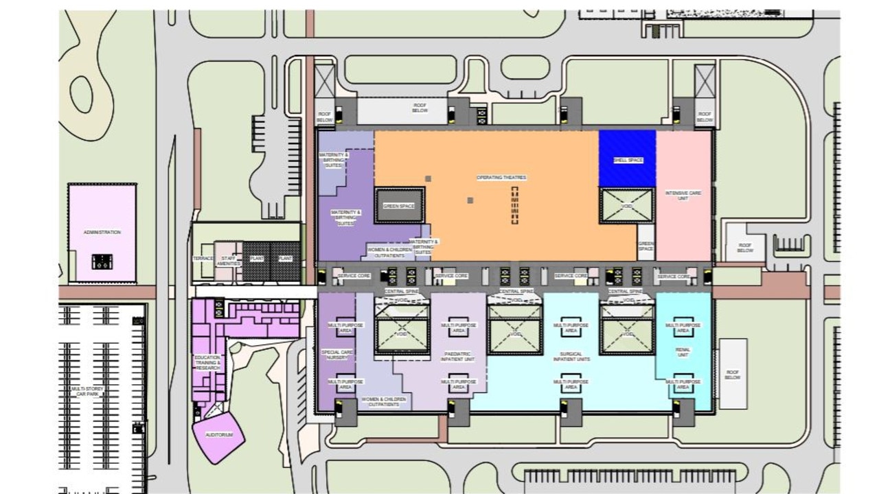 Concept designs for a proposed new hospital in Bundaberg (Level 1).