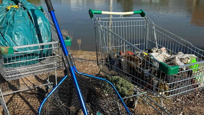 The trash collected from the pond at Delroy Park.