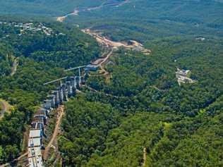 Nexus has shared new aerial images of work on the Toowoomba Second Range Crossing. TSRC viaduct progress. Picture: Starboard