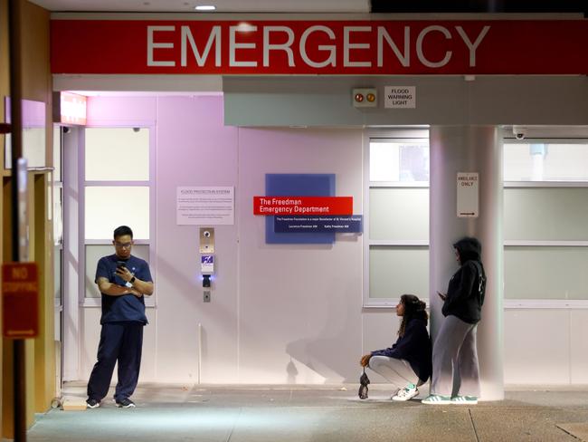 APRIL 20, 2024: People pictured outside St Vincent's Hospital Emergency department in Darlinghurst.Picture: Damian Shaw