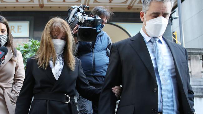 Professor Dianne Jolley leaves Downing Centre Court with her husband. Picture: NCA NewsWire / David Swift